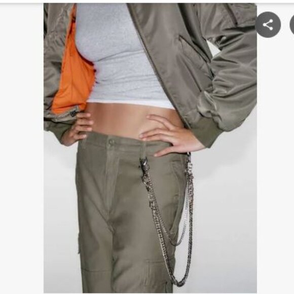 TNA Artizia Brea Bomber Jacket Goose Down Y2K Gorpcore Utility Army Green Small - Picture 2 of 16